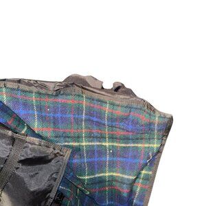 Pendleton black nylon backed Blue Black Watch plaid wool stadium beach blanket